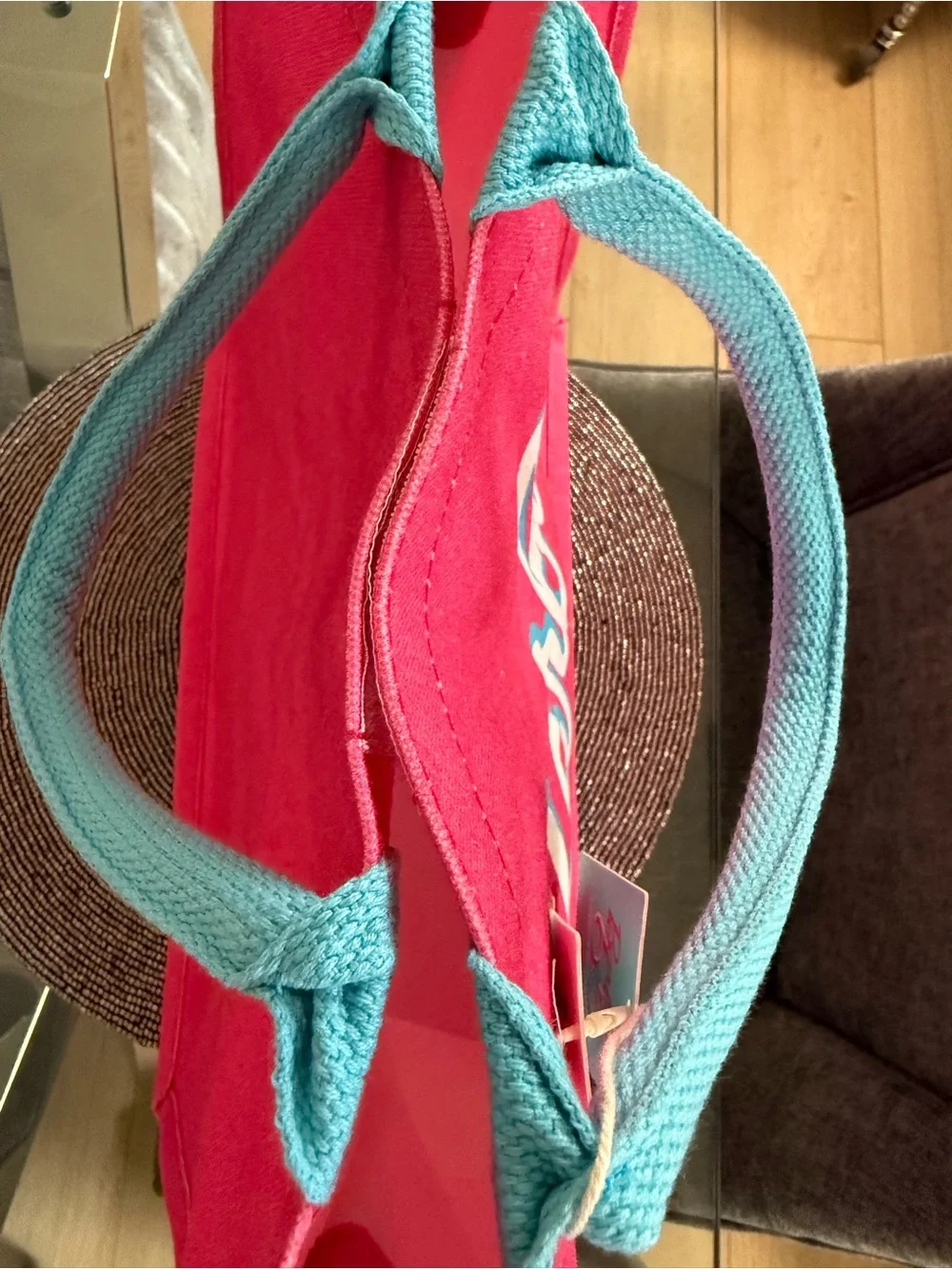 NWT Barbie x MINISO 65th Anniversary Pink Tote Bag Blue Handles